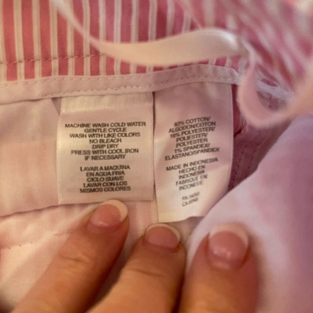 Jones NY Sport Seersucker Sz 4 Pink Striped Fly Front Shorts - Picture 8 of 11